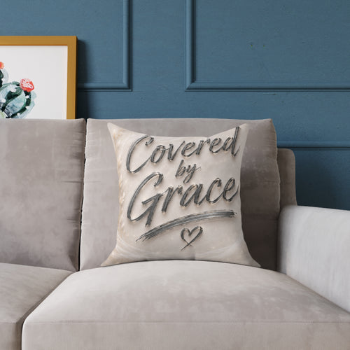 Covered by Grace Pillow - Faith-Inspired Square Throw Pillow