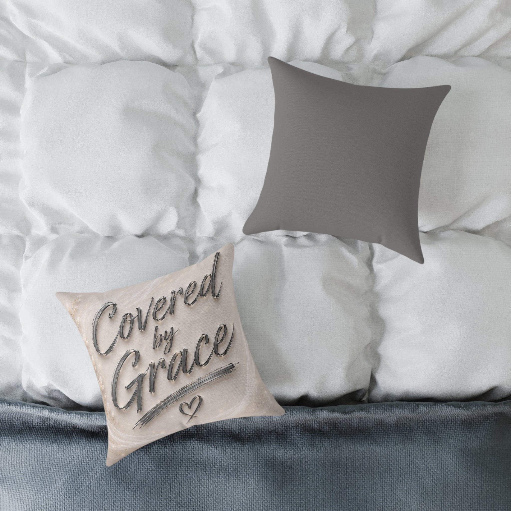 Covered by Grace Pillow - Faith-Inspired Square Throw Pillow