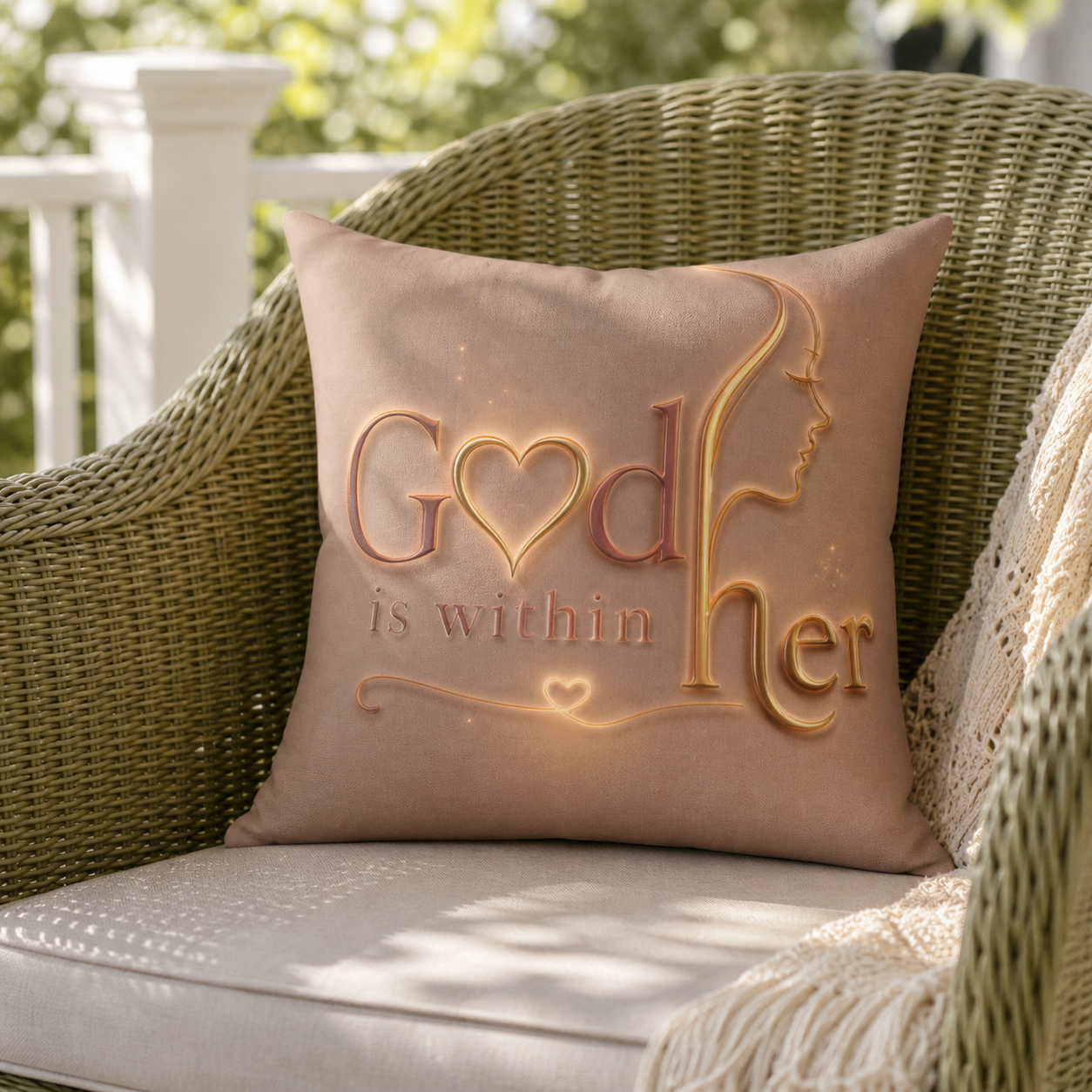 Square Poly Canvas Pillow — "God is Within Her" Inspirational Throw Pillow