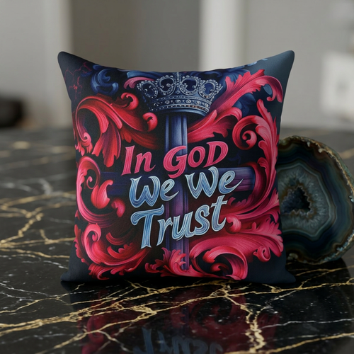In God We Trust Decorative Pillow — Faith-Inspired Square Throw Pillow