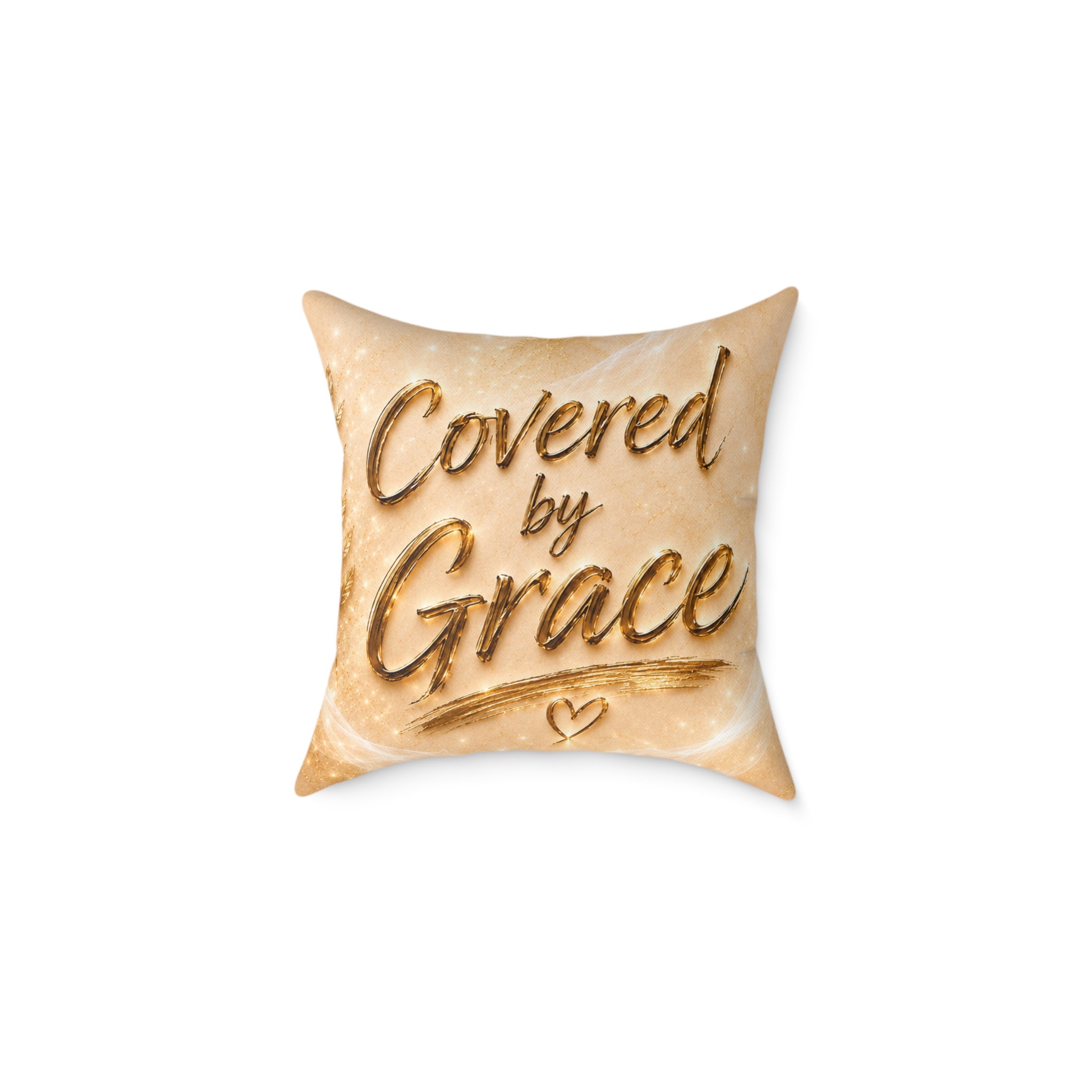 Covered by Grace Square Throw Pillow — Inspirational Faith Decor