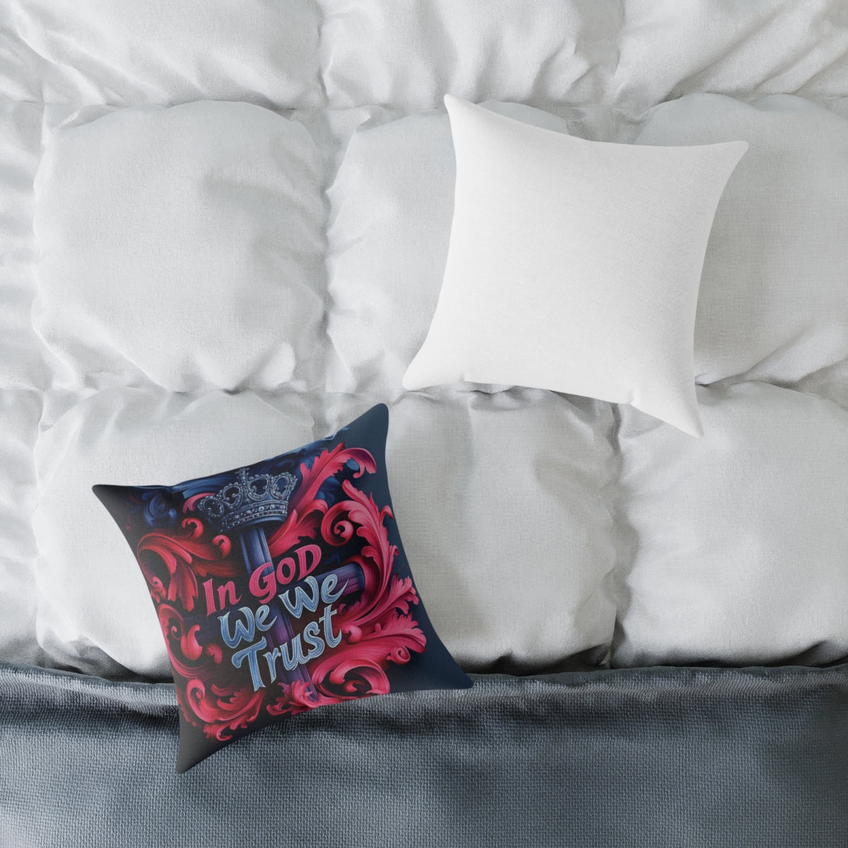 In God We Trust Decorative Pillow — Faith-Inspired Square Throw Pillow